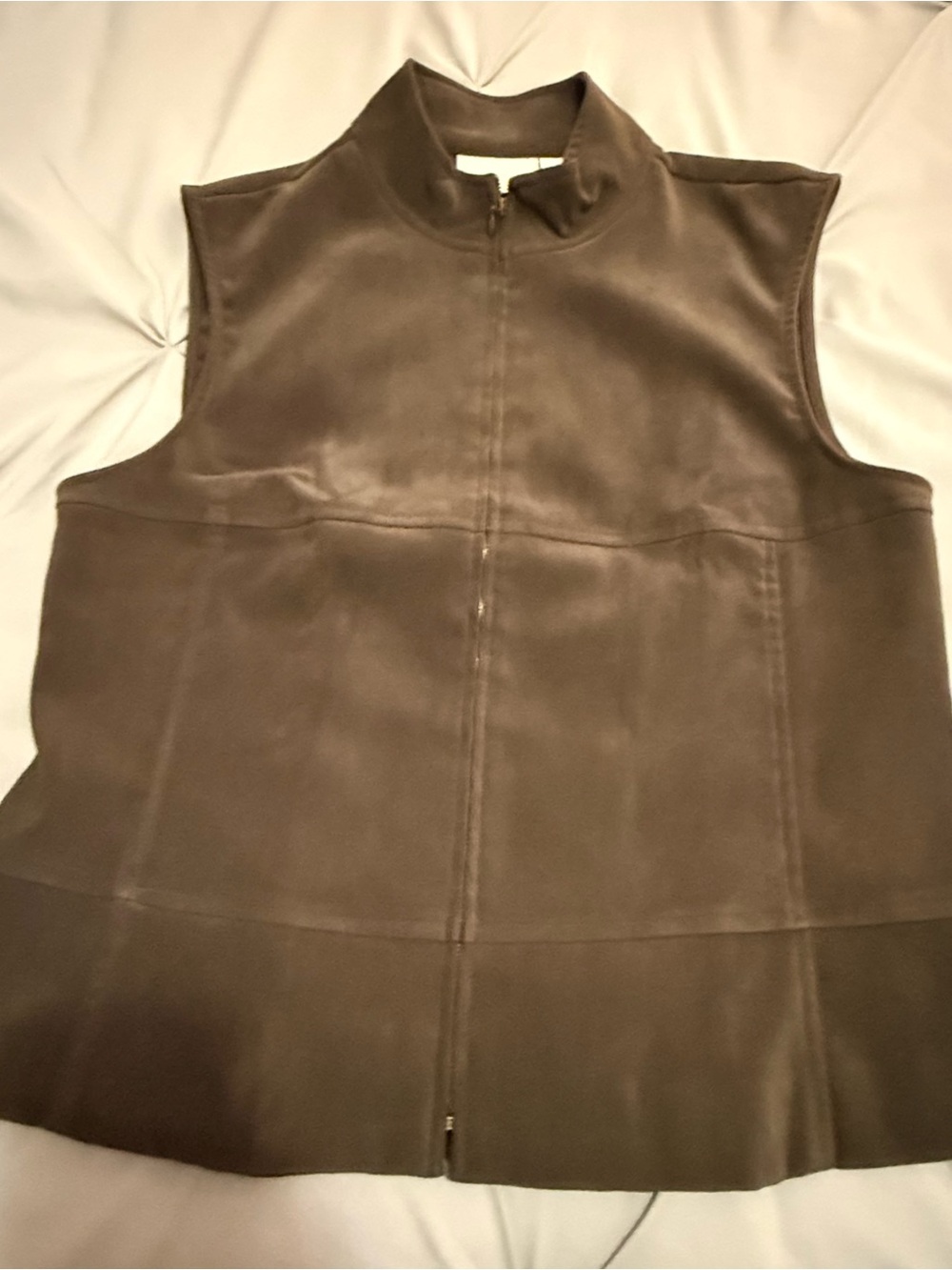 Worthington stretch Chocolate Brown Zip-Front Sleeveless Vest
